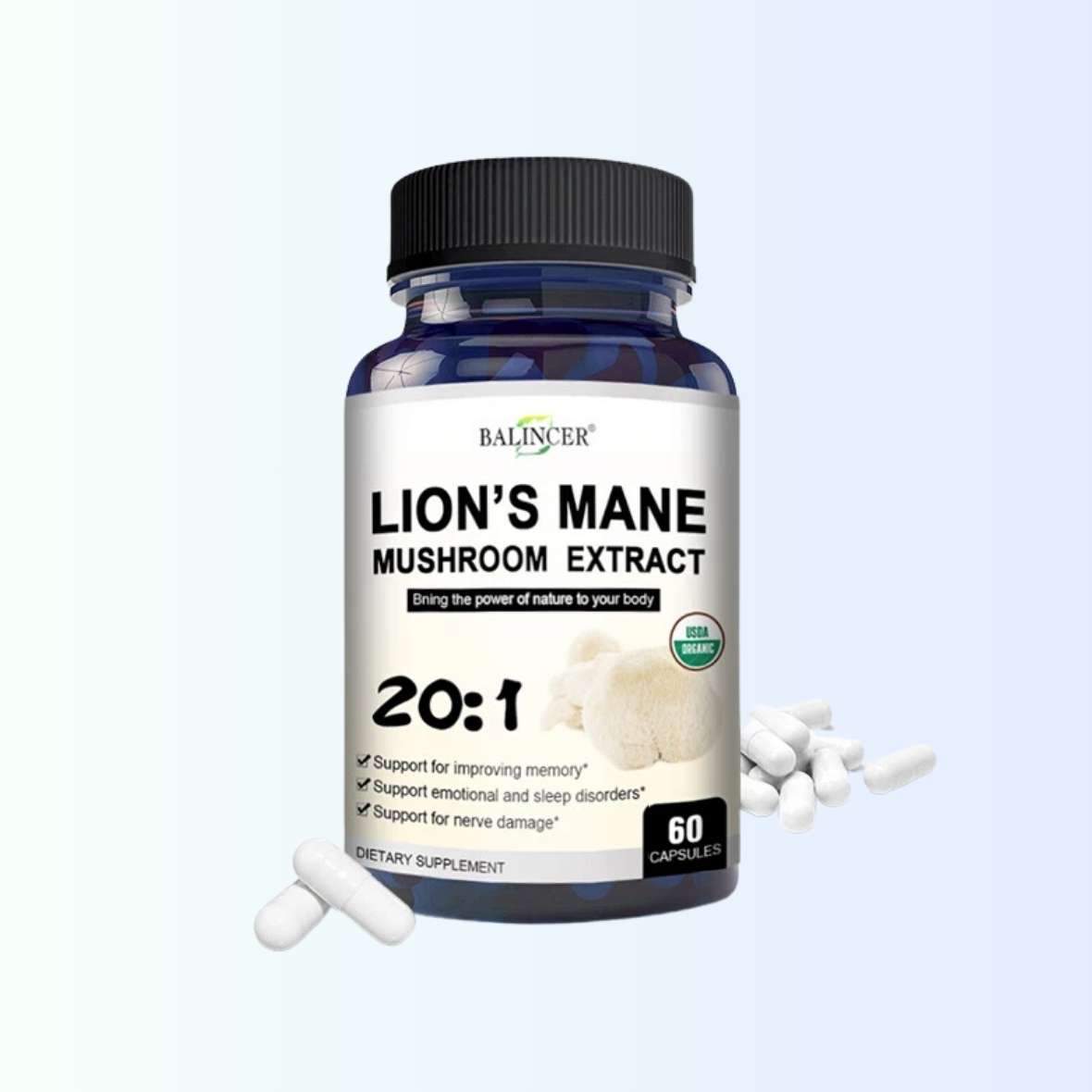 Lion's Mane Mushroom Extract Capsules x 60 (Balincer) Exp: 11/26